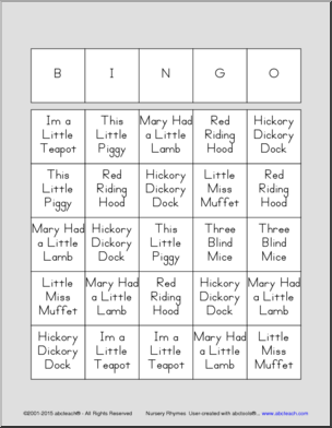 Bingo: Nursery Rhymes