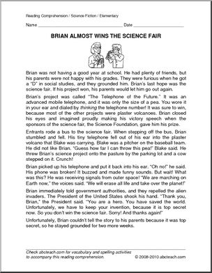 Fiction: Brian Almost Wins the Science Fair  (elem/upper el)