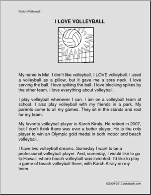 Fiction: I Love Volleyball (primary/elem)