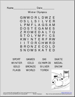 Word Search: Winter Olympics (easy)