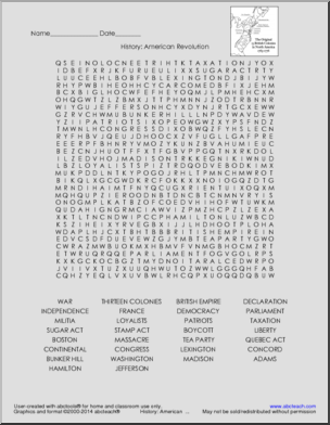 Word Search: American Revolution (upper el/middle/HS)
