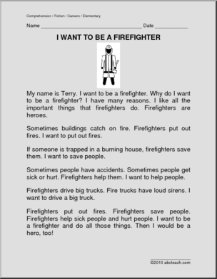 Fiction: I Want to Be a Firefighter (primary)