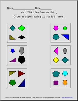 Which Does Not Belong? Math Shapes (color)