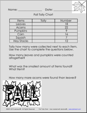 Tally Chart – Fall Theme Clip Art