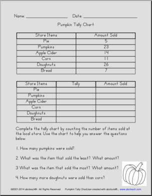 Tally Chart – Cider Mill Store Items Clip Art