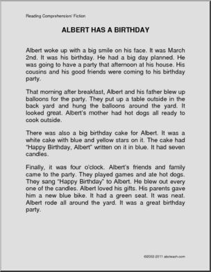 Fiction: Albert Has A Birthday (primary)