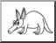 Clip Art: Basic Words: Aardvark (coloring page)