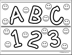 Bulletin Board Trim: ABC & 123 & Happy Face – Straight Edge (large)
