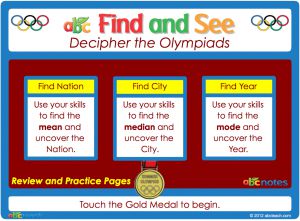 Interactive: Notebook: Abc Find and See: Decipher the Olympiads (mean, median and mode)