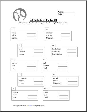 Abc Order 3rd Letter Part 4 Of 5 Abcteach
