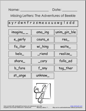 Vocabulary Puzzles: The Adventures of Beekle: The Unimaginary Friend (elem)