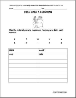 Activity Pages: I Can Make a Snowman (primary)