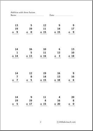 Worksheet: Mixed Practice (three Numbers) Set 4 – Abcteach