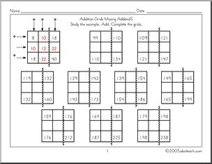 Addition Grids (3 digit) Worksheet