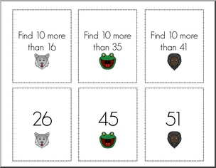 Addition and Subtraction by 10 – Animal Matching (grades 1, 2,3) Common Core