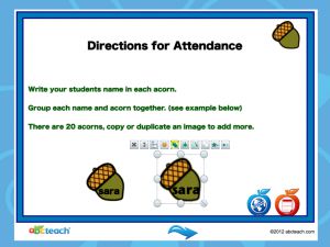 Interactive: Flipchart: Attendance Template: Acorns