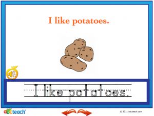 Interactive: Flipchart: Early Reader Comprehension (with audio): I like Vegetables