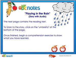 Interactive: Flipchart: Reading Comprehension with Audio: Playing in the Rain (K-1)