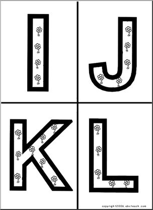 Alphabet Letter Patterns: Flowers (b/w)
