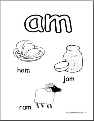 Word Family – AM words (blackline) Poster