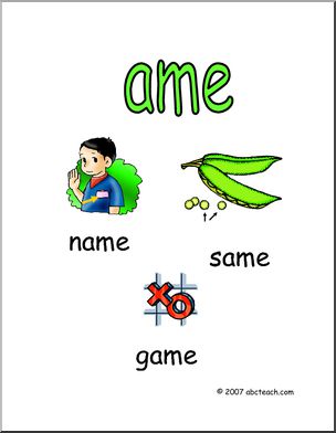 Word Family – AME Words Poster