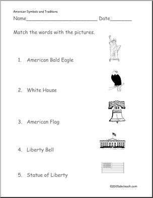Worksheet: Matching – U.S. Symbols (primary)