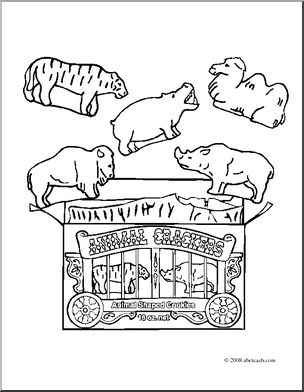 Clip Art: Animal Crackers (coloring page)
