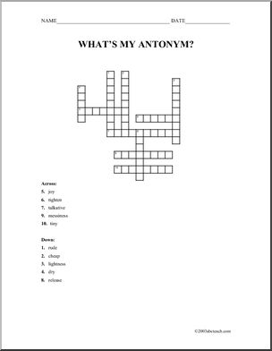 Crossword: What’s My Antonym?