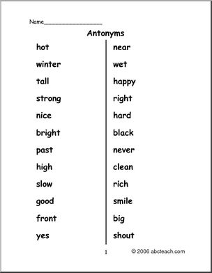 Antonyms (primary/elem) Cut and Paste