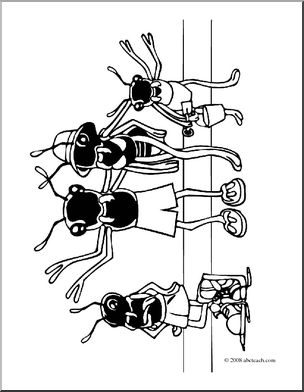 Clip Art: Ants on Vacation (coloring page)