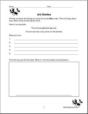 Ants (upper elem) Poetry Prompts – Abcteach