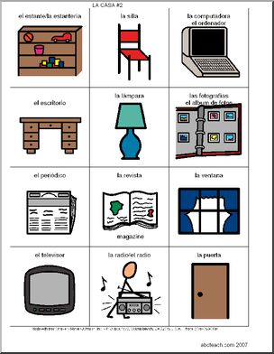 Spanish: Poster de vocabulario: La casa 1(elementaria) – Abcteach