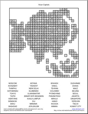 Word Search: Asia – Capitals
