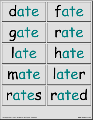 “ate” words’ Word Wall – Abcteach