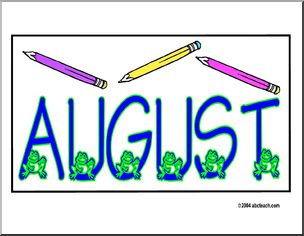 Calendar: August (header) – frogs