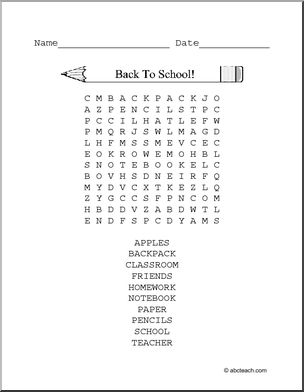 Word Search: Back to School