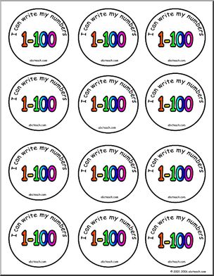 Small Badges: “I can write my numbers 1 – 100”