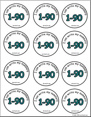 Small Badges: “I can write my numbers 1 – 90”