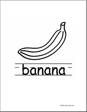 Clip Art: Basic Words: Banana B/W (poster)