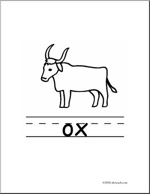 Clip Art: Basic Words: Ox B/W (poster)