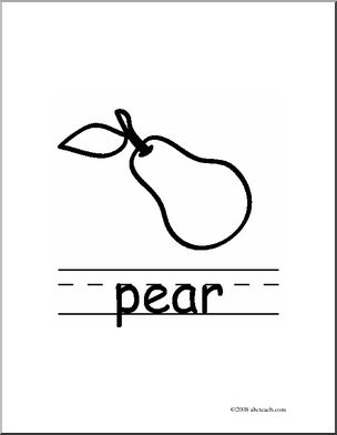 Clip Art: Basic Words: Pear B/W (poster)