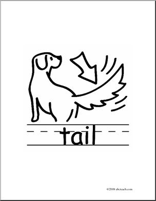 Clip Art: Basic Words: Tail B/W (poster) – Abcteach