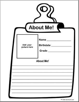 Bulletin Board Decoration: All About Me (b/w) – Abcteach
