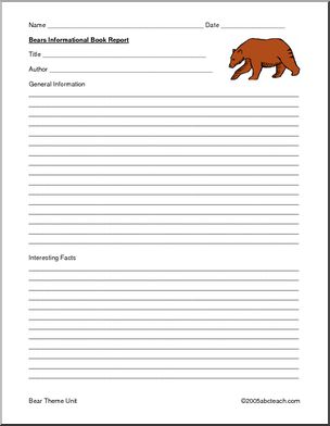 Book Report Form: Bears