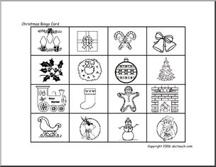 Bingo Cards: Christmas (b/w) – Abcteach