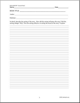 Fiction (upper elem/middle school) Book Report