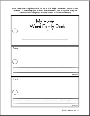 Word Family Sentences (AME words) Booklet
