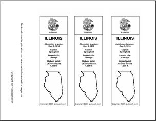 Bookmark: U.S. States – Illinois (b/w)