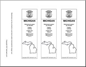 Bookmark: U.S. States – Michigan (b/w)
