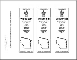 Bookmark: U.S. States – Wisconsin (b/w)
